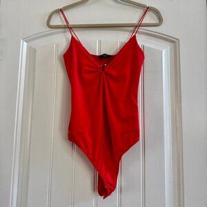 Vici Red Stretchy Sleeveless Bodysuit